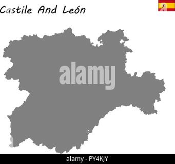 Carte haute qualité communauté autonome d'Espagne. Castille et Leon Illustration de Vecteur