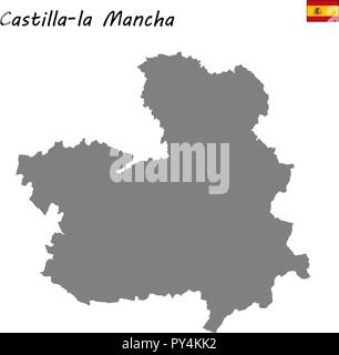 Carte haute qualité communauté autonome d'Espagne. Castilla - La Mancha Illustration de Vecteur