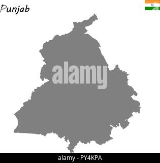 Carte de haute qualité du Punjab est un état de l'Inde Illustration de Vecteur