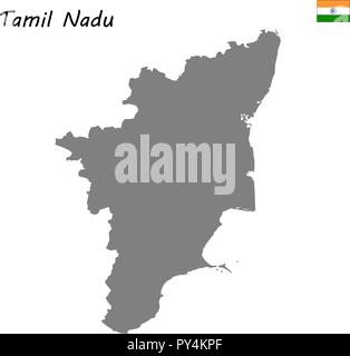 Carte de haute qualité du Tamil Nadu est un état de l'Inde Illustration de Vecteur