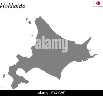 Carte de haute qualité de Hokkaido est une région du Japon Illustration de Vecteur