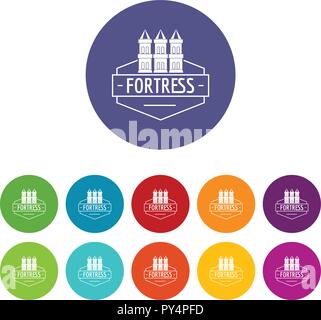 Forteresse icons set vector color Illustration de Vecteur