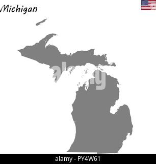 Carte haute qualité État des États-Unis. Michigan Illustration de Vecteur
