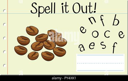 Ortographie mot anglais coffee bean illustration Illustration de Vecteur