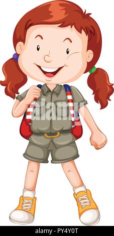 Une fille aux cheveux rouge caractère scout illustration Illustration de Vecteur