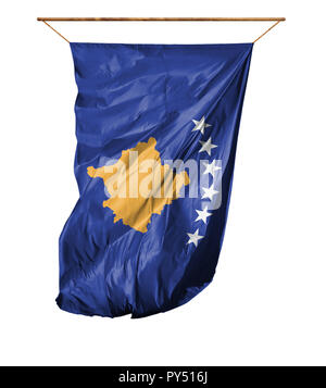 Drapeau du Kosovo. Drapeau Vertical.isolé sur un fond blanc. Banque D'Images