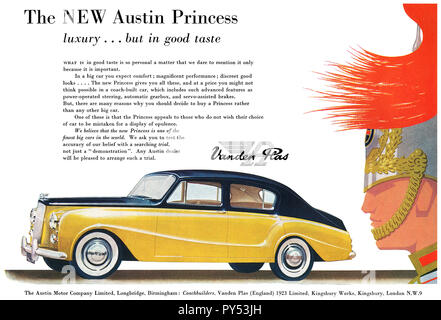 1956 La publicité pour l'Austin Princess luxury motor car façon "Vanden Plas. Banque D'Images