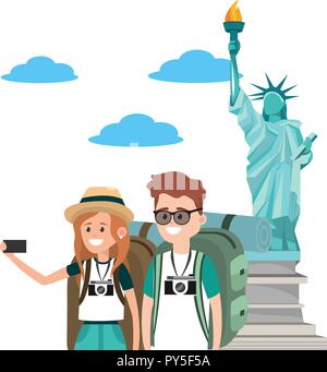 Tourist couple cartoons Illustration de Vecteur