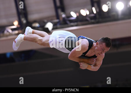 Doha, Qatar. 25 octobre, 2018. Kyleab Ellis (NZL) à l'aller. GES/gym/Championnats du monde de gymnastique à Doha, Qualification, 25.10.2018 - GES/artistique/Championnats du monde de gymnastique, Doha/Qatar : 25.10.2018 - utilisation dans le monde entier | Credit : dpa/Alamy Live News Banque D'Images