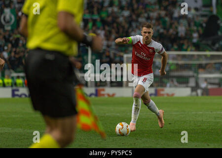 Lisbonne, Portugal. Le 25 octobre 2018. Lisbonne, Portugal. Le milieu de terrain d'Arsenal de galles Aaron Ramsey (8) en action au cours de la partie de l'UEFA Europa League, groupe E, Sporting CP contre Arsenal FC Crédit : Alexandre Sousa/Alamy Live News Banque D'Images