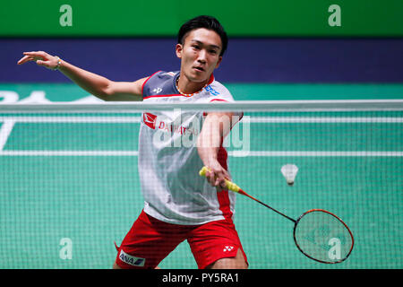 Stade Pierre de Coubertin, Paris, France. 25 octobre, 2018. Kento Momota (JPN), 25 octobre 2018 - Open de France de Badminton YONEX : 2018 Men's seul 2ème tour au Stade Pierre de Coubertin, Paris, France. Credit : D.Nakashima/AFLO/Alamy Live News Banque D'Images