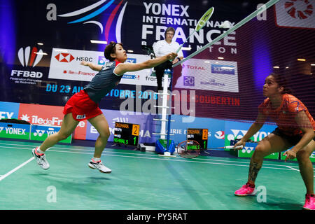 Stade Pierre de Coubertin, Paris, France. 25 octobre, 2018. Nozomi Okuhara (JPN), 25 octobre 2018 - Open de France de Badminton YONEX : 2018 Femmes Simple 2ème tour au Stade Pierre de Coubertin, Paris, France. Credit : D.Nakashima/AFLO/Alamy Live News Banque D'Images