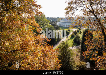 L'automne dans les jardins de Kew vue depuis la passerelle au-dessus de la Cime des chambre tempérée Banque D'Images