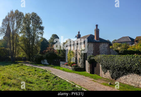 Flint cottage dans le village pittoresque de Alfriston East Sussex Angleterre - Royaume-Uni Banque D'Images