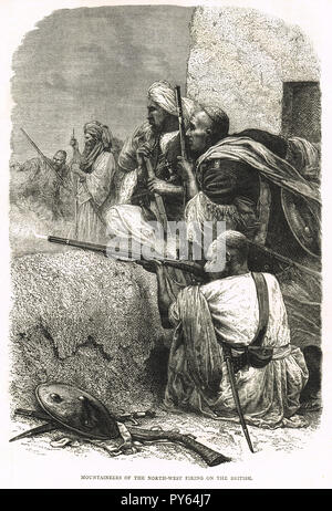 Les montagnards du Nord Ouest, tirer sur les Britanniques, au cours de la rébellion indienne de 1857 Banque D'Images