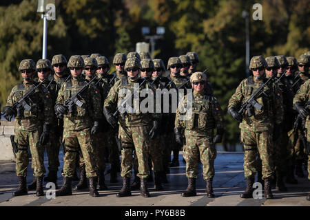 Bucarest, Roumanie - 25 octobre 2018 : des soldats des forces spéciales de la Roumanie au cours de la journée nationale de l'armée roumaine Banque D'Images