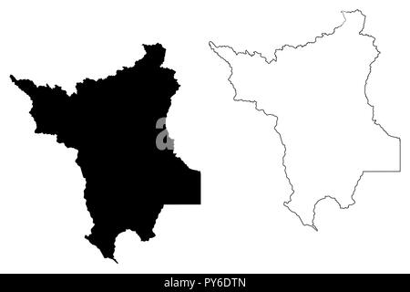 Roraima (Région du Brésil, de l'Etat fédéré, république fédérative du Brésil) map vector illustration gribouillage, croquis du Roraima Illustration de Vecteur