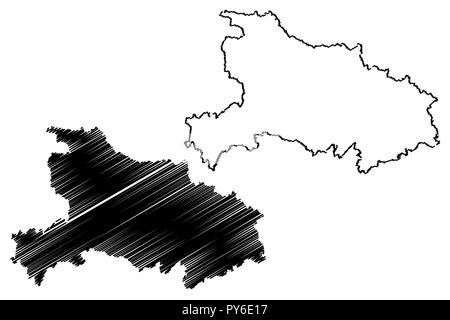 La province du Hubei (divisions administratives de Chine, Chine, République populaire de Chine, RÉPUBLIQUE POPULAIRE DE CHINE) map vector illustration, scribble sketch carte Hupeh Illustration de Vecteur