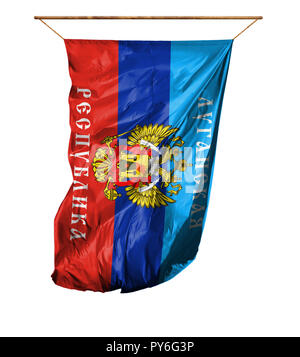 Drapeau de la République populaire de Lugansk. Drapeau Vertical.isolé sur un fond blanc. Banque D'Images