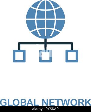 L'icône de création du Réseau mondial en deux couleurs. Style de design premium développement web icons collection. L'icône de réseau global pour la conception web, mobile app Illustration de Vecteur