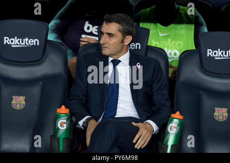 20 octobre ; Ernesto Valverde du FC Barcelone lors de la ronde 8 LaLiga 2018/2019 Santander match entre le FC Barcelone et le FC Séville au Camp Nou sur O Banque D'Images