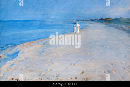 Peder Severin Kroyer, soir d'été à la plage sud, Skagen. Anna Ancher et Marie Kroyer 1893 Huile sur toile, Collection Hirschsprung, Copenhague, Danemark. Banque D'Images