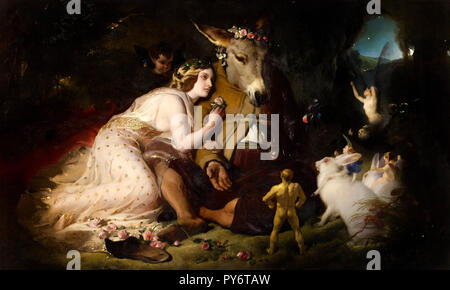 Edwin Henry Landseer, scène de A Midsummer Night's Dream. Titania et bas, vers 1848-1851 huile sur toile, National Gallery of Victoria, Australie. Banque D'Images