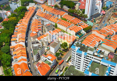 Vue aérienne du quartier Chinatown de Singapour Banque D'Images