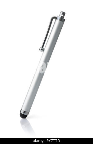 Silver stylet numérique isolated on white Banque D'Images