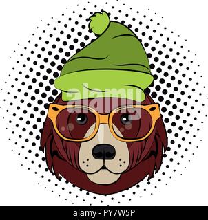 Hipster bear croquis cool Illustration de Vecteur