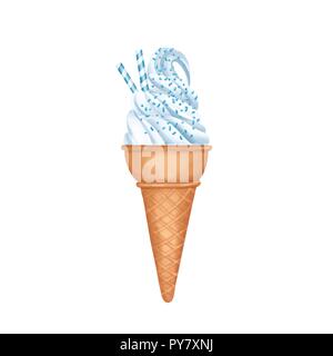 Blue Ice cream cone isolated on white Banque D'Images