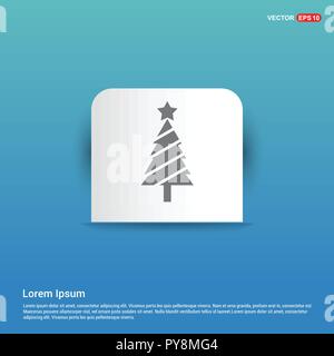 L'icône de l'arbre de Noël - bouton autocollant bleu Illustration de Vecteur