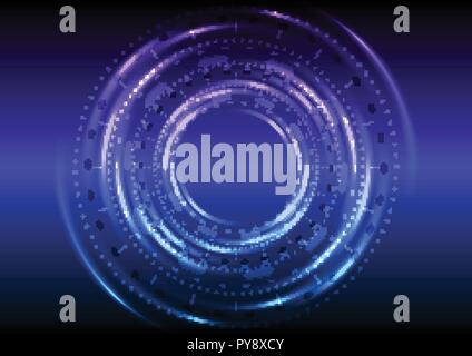 Néon lumineux glowing technologie HUD abstract background. Conception vectorielle Illustration de Vecteur