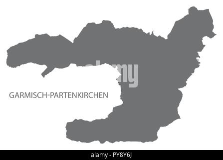 Carte de la zone d'administration de Garmisch-Partenkirchen gris illustration silhouette Illustration de Vecteur