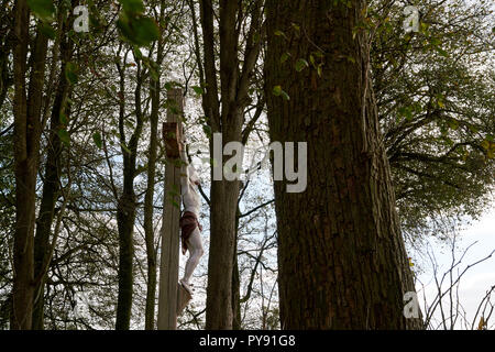 Calvaire marquant l'emplacement d'un des puits français tombe sur le champ de bataille d'Agincourt en France Banque D'Images