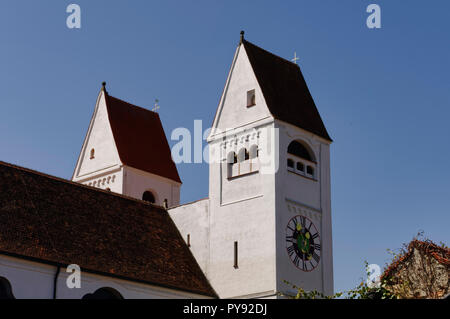 la t. de l'abbaye Johannes Baptist' (Welfenmünster) à Steingaden : deux églises, quartier de Weilheim-Schongau, Haute-Bavière, Bavière, Allemagne Banque D'Images