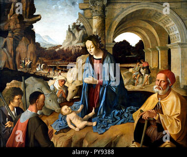 L'Adoration du Berger 1520 Marco Palmezzano 1459-1539 15-16ème siècle, l'Italie, l'italien. Banque D'Images