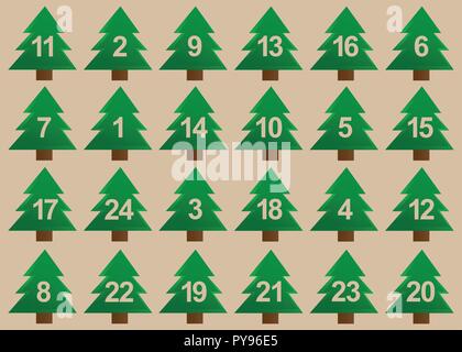 Arbre de Noël Calendrier de l'EPS10 vector illustration vert Illustration de Vecteur