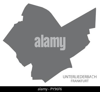 Francfort Unterliederbach district map gris illustration forme silhouette Illustration de Vecteur