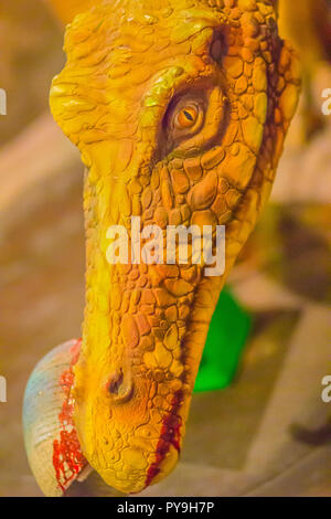 Cute model de Siamosaurus suteethorni dinosaure dans le musée public. Siamosaurus est un genre de dinosaure théropode du Crétacé inférieur de la Thaïlande. Banque D'Images