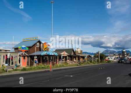 Rue principale, Homer spit de Homer, Kenai Fjords National Park, Alaska, USA. Banque D'Images