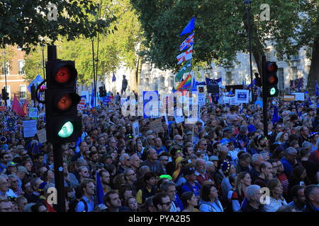 Londres, Royaume-Uni - 20 octobre, 2018 : Les participants du vote du peuple mars à Whitehall à Londres. Banque D'Images