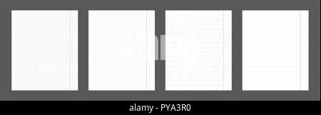 Feuille de papier verticale de l'ordinateur portable de l'école jeu de motifs. Taille standart page modèle. Vector Illustration de Vecteur