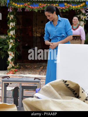 La Duchesse de Sussex au cours d'une visite à Tupou College à Tonga le deuxième jour de la visite du couple royal à Tonga. Banque D'Images