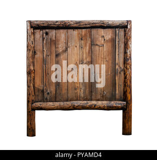 Vieux bois signe fait de planches de bois. Isolated over white (chemin inclus). Banque D'Images
