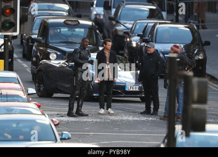 L'acteur Idris Elba pendant le tournage dans le centre-ville de Glasgow pour un nouveau Fast and Furious film de la franchise. Banque D'Images