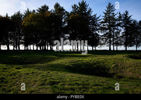 Partiellement conservé des tranchées au Parc commémoratif de Terre-Neuve à Beaumont-Hamel sur la bataille de la Somme en France Banque D'Images