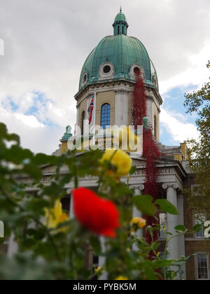 Imperial War Museum. Londres. UK 26 Oct 2018 - 11 000 coquelicots forme 'Fenêtre' pleurs, une fraction de la 888 246 originaux, chacun commémorant la vie coloniale britannique ou perdu dans la PREMIÈRE GUERRE MONDIALE ont été installées à l'Imperial War Museum. Les coquelicots prendre la place d'honneur, s'échappant de la salle du toit en dôme et en cascade pour la pelouse. C'est un émouvant hommage à ceux qui ont été perdus, qui célèbre le centenaire de l'armistice et l'installation sera en place jusqu'à une semaine après le 18 novembre, Jour du Souvenir. Credit : Dinendra Haria/Alamy Live News Banque D'Images