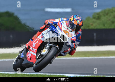 Melbourne, Australie. 27 octobre 2018. Jack Miller (UK) sur le No.43 Ducati Pramac Racing d'Alma au cours de session de pratique trois au MotoGP 2018 d'Australie à Phillip Island Grand Prix Circuit, Victoria, Australie. Bas Sydney/Cal Sport Media Credit : Cal Sport Media/Alamy Live News Banque D'Images