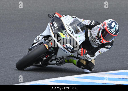 Melbourne, Australie. 27 octobre 2018. Mike Jones (AUS) sur la Ducati n°7 de Angel Nieto Équipe pendant trois à la séance d'essais MotoGP 2018 d'Australie à Phillip Island Grand Prix Circuit, Victoria, Australie. Bas Sydney/Cal Sport Media Credit : Cal Sport Media/Alamy Live News Banque D'Images